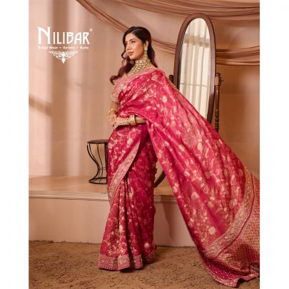 Hot Pink Banarsi Silk Saree