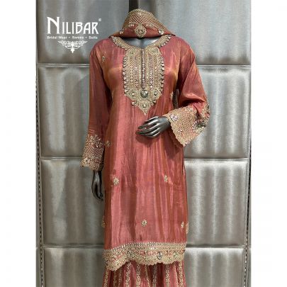 Onion Pink Lamé Silk Garara Suit