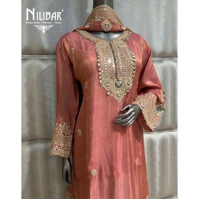 Onion Pink Lamé Silk Garara Suit