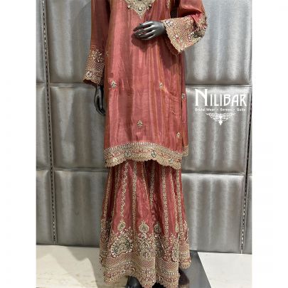Onion Pink Lamé Silk Garara Suit