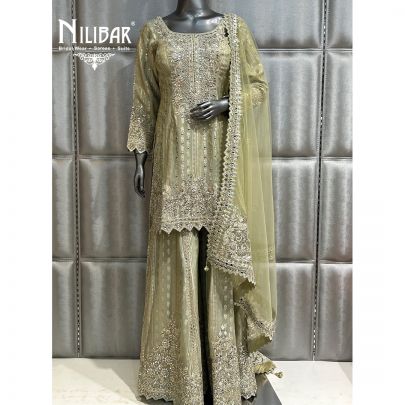 Pistachio Green Lamé Silk Flared Palazzo