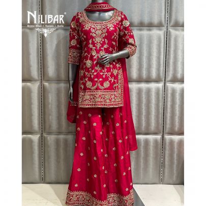 Majenta Pink Silk Flared Palazzo