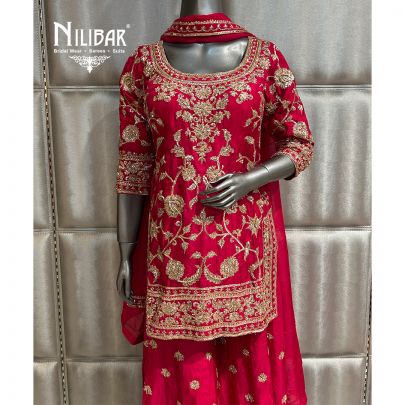 Majenta Pink Silk Flared Palazzo