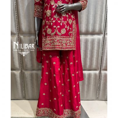 Majenta Pink Silk Flared Palazzo