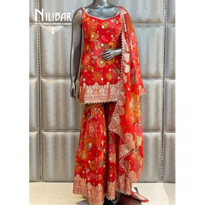 Multicolor Organza Garara Suit