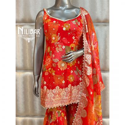 Multicolor Organza Garara Suit