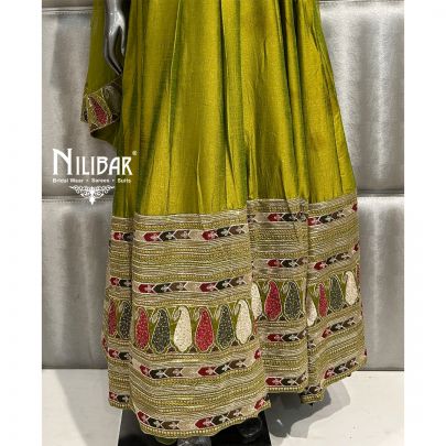 Mehandi Green Silk Anarkali Set