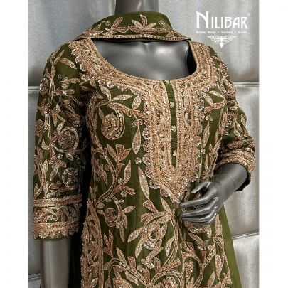 Dark Mehandi Green Silk Flared Palazzo