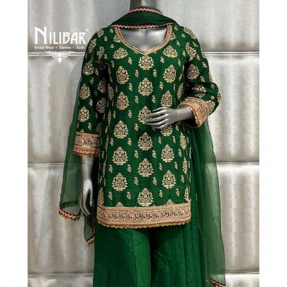 Leaf Green Silk Flared Palazzo