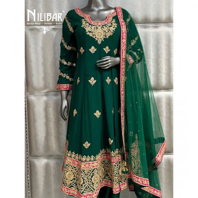 Bottle Green Georgette Anarkali With Salwar