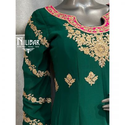 Bottle Green Georgette Anarkali With Salwar
