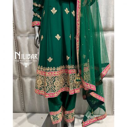 Bottle Green Georgette Anarkali With Salwar