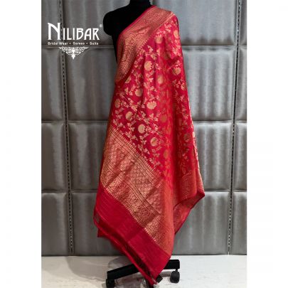 Red Banarsi Dupatta With Self Banarsi Work