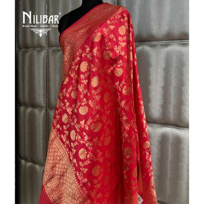 Red Banarsi Dupatta With Self Banarsi Work