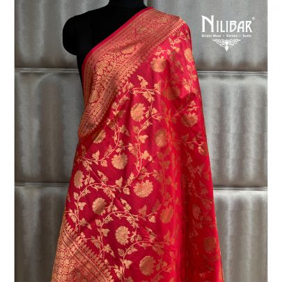 Red Banarsi Dupatta With Self Banarsi Work