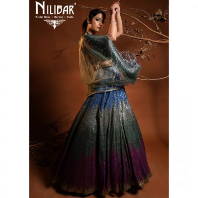 Crocodile Green Silk Lehenga