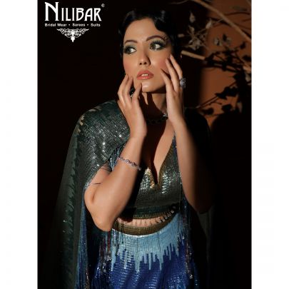 Crocodile Green Silk Lehenga