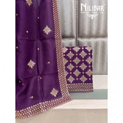 Violet Purple Organza Unstitched Suit