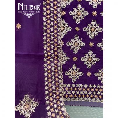 Violet Purple Organza Unstitched Suit