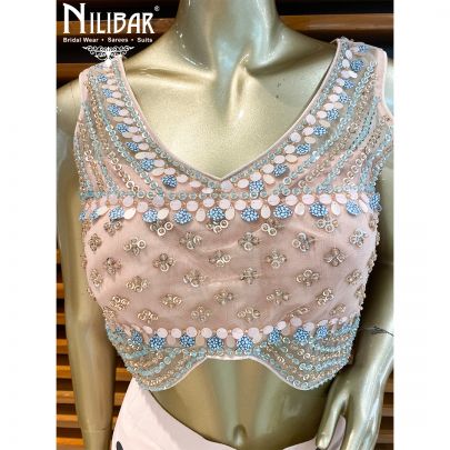 Blush Pink Georgette Draped Saree
