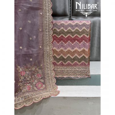 Multicolor Organza Unstitched Suit