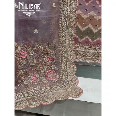 Multicolor Organza Unstitched Suit