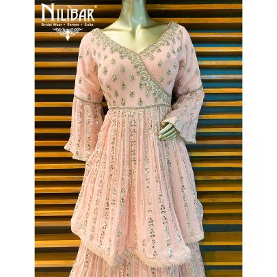 Lemonade pink Georgette Peplum Lehenga