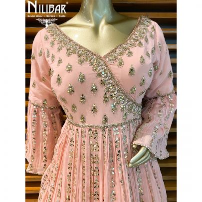 Lemonade pink Georgette Peplum Lehenga