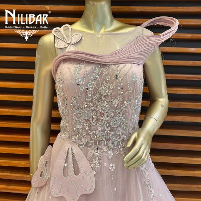 Crepe Pink Net Gown