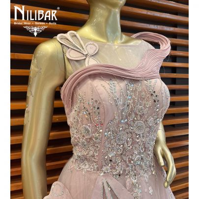 Crepe Pink Net Gown