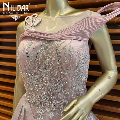 Crepe Pink Net Gown
