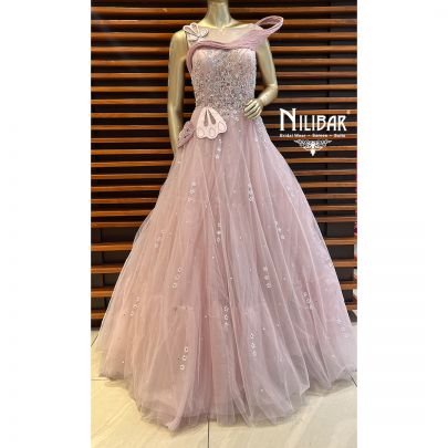 Crepe Pink Net Gown