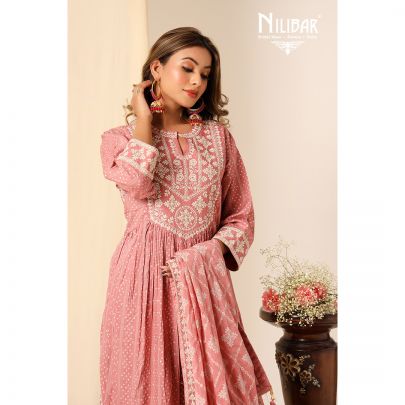 Pink Cotton Anarkali Suit