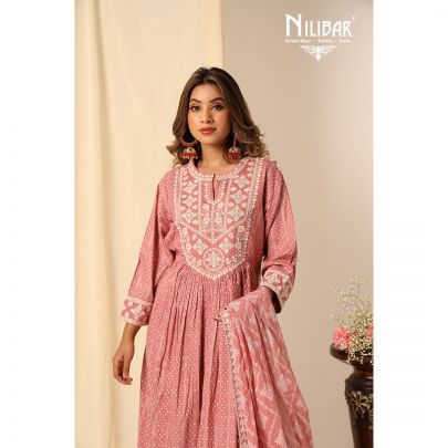 Pink Cotton Anarkali Suit