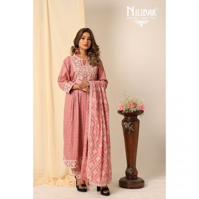 Pink Cotton Anarkali Suit