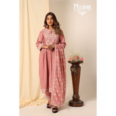 Pink Cotton Anarkali Suit