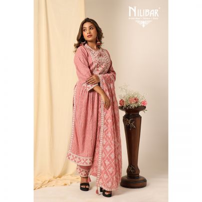 Pink Cotton Anarkali Suit