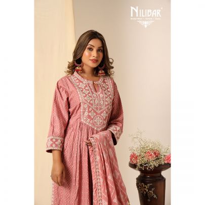 Pink Cotton Anarkali Suit