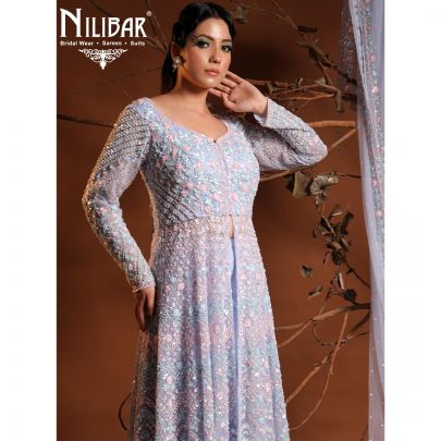 Pastel Purple Net Sharara Suit