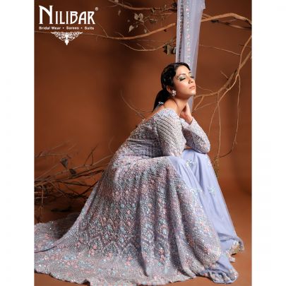 Pastel Purple Net Sharara Suit