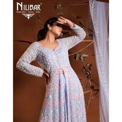 Pastel Purple Net Sharara Suit