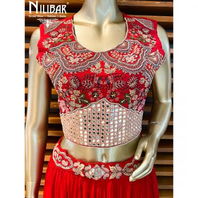 Royal Red Silk Jacket Style Lehenga