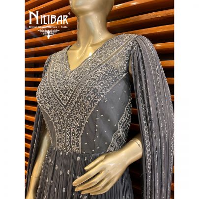 Steel Georgette Gown