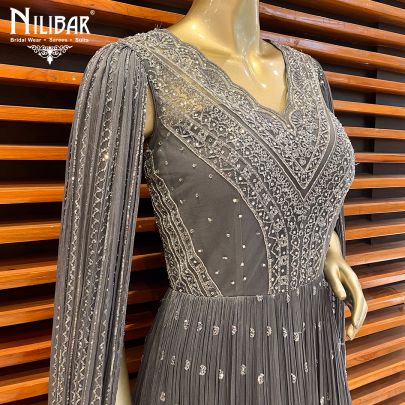 Steel Georgette Gown