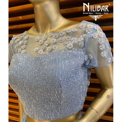 Ice Blue Net Saree