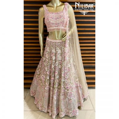 Ivory Organza Bridal Lehenga