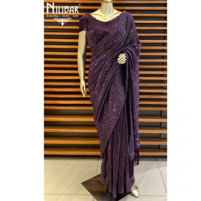Russian Violet Net Saree