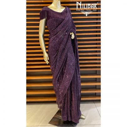 Russian Violet Net Saree