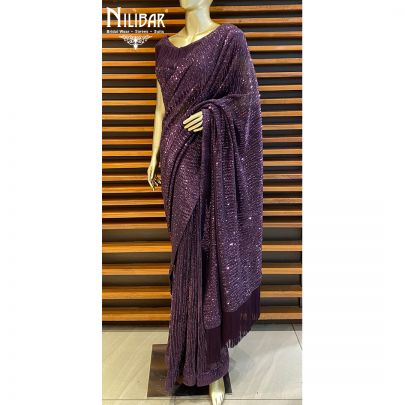 Russian Violet Net Saree