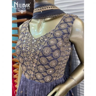 Purple Chinon and Net Anarkali Suit